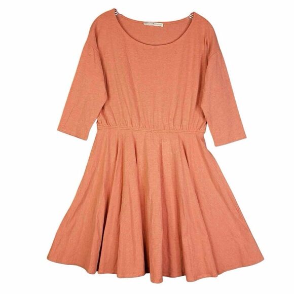 Peruvian Connection Womens Short Sleeve Dress Size Medium M Jersey Knit Orange - Picture 2 of 7